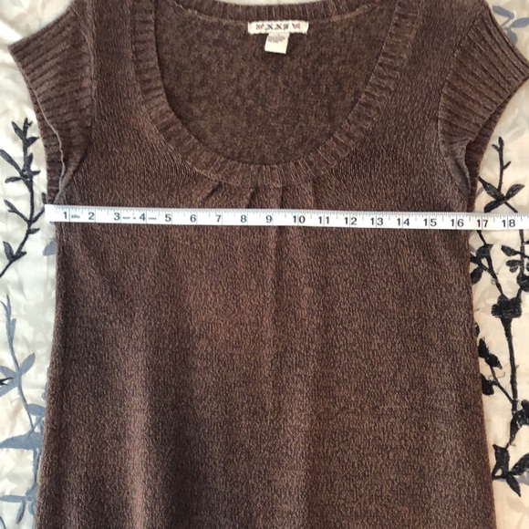 🌻5/35🌻 XXS | Brown Cap Short Sleeve Sweater Dress Stretchy Tunic Length Size L - Picture 5 of 7